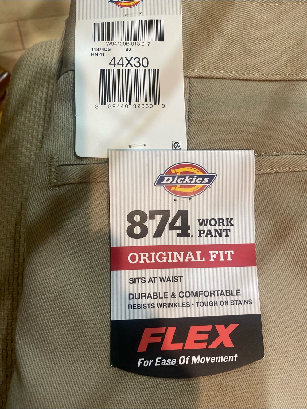 (NEW) Dickies Original Fit FLEX Work Pant in Khaki/Tan